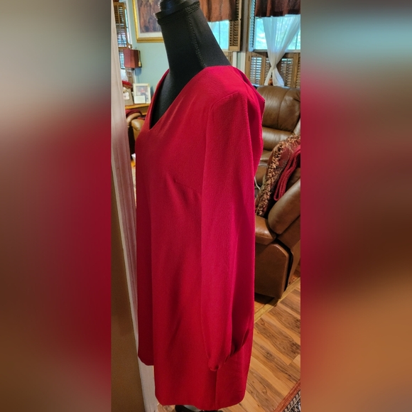 Taylor Balloon Sleeve Red Sheath Dress - Picture 7 of 9